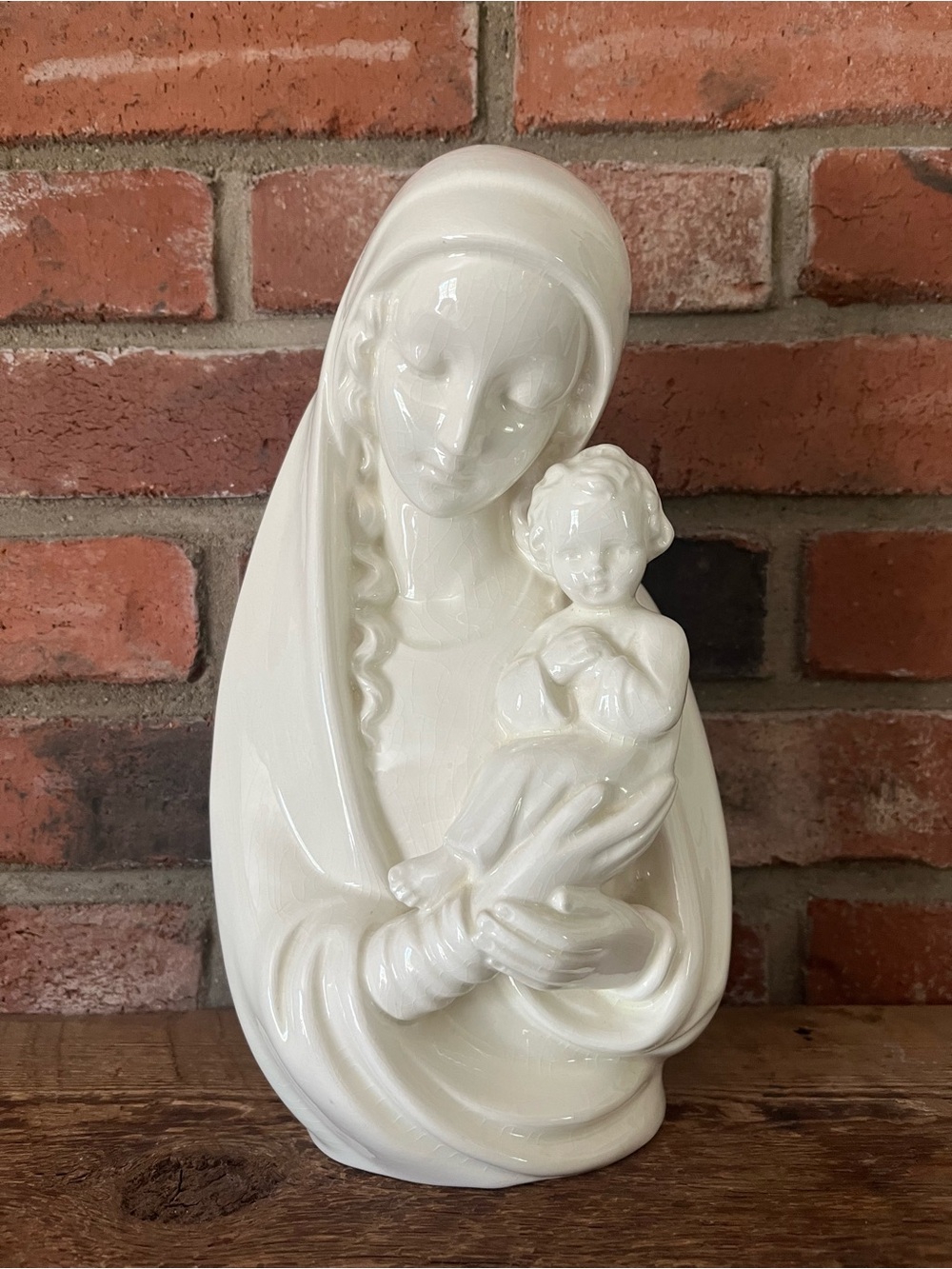 Vintage West Germany Ceramic Madonna and Child Sculpture - Decorative Home Art